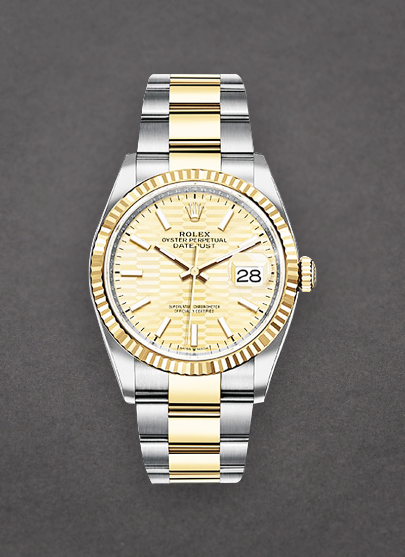 Pre-Owned Rolex Datejust 36mm in Steel with Yellow Gold Fluted Bezel