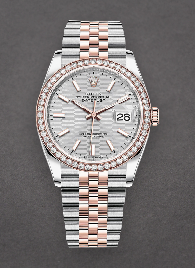 Pre-Owned Rolex Datejust 36mm in Steel with Rose Gold Diamond Bezel