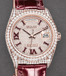 President Day-Date 36mm in Rose Gold with Pave Diamond Case on Strap with Pink Diamond Dial