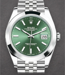 Datejust 41mm in Steel with Smooth Bezel on Jubilee Bracelet with Green Index Dial