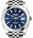 Datejust 41mm in Steel with Smooth Bezel on Jubilee Bracelet with Blue Fluted Motif Dial