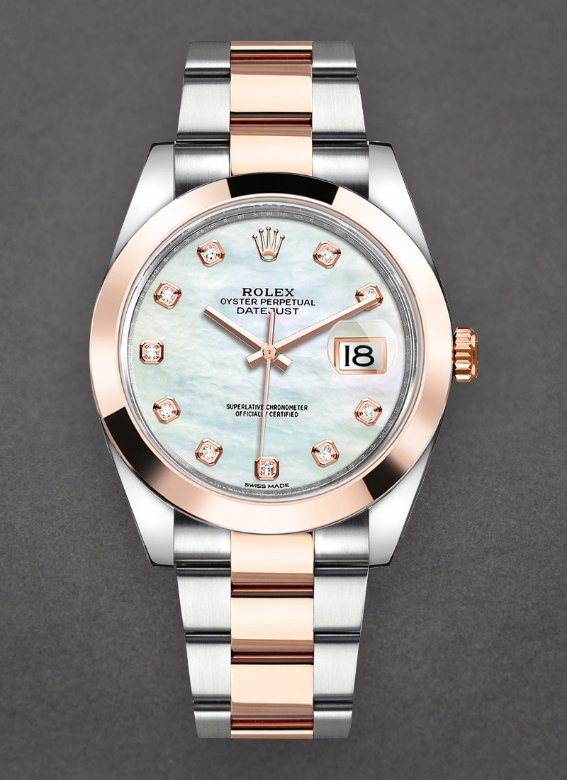 Pre-Owned Rolex Datejust || 41mm in Steel with Rose Gold Smooth Bezel