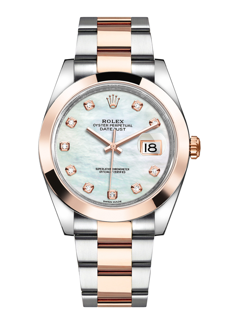 Pre-Owned Rolex Datejust || 41mm in Steel with Rose Gold Smooth Bezel