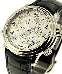 Leman GMT Alarm 40mm Automatic in White Gold on Black Crocodile Leather Strap with Silver Dial