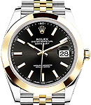 Datejust II 41mm in Steel with Yellow Gold Smooth Bezel on Jubilee Bracelet with Black Sitck Dial