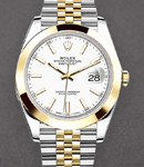 Datejust II 41mm in Steel with Yellow Gold Smooth Bezel on Jubilee Bracelet with White Sitck Dial