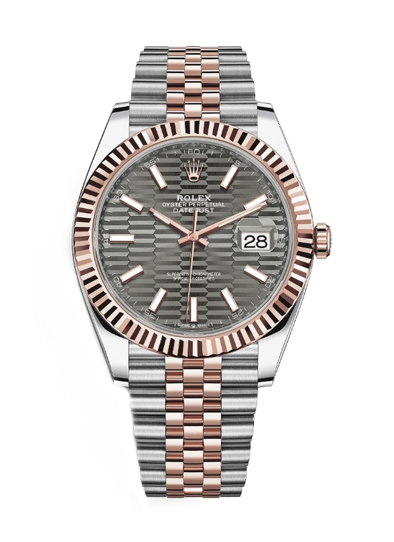 Pre-Owned Rolex Datejust || 41mm in Steel with Rose Gold Fluted Bezel