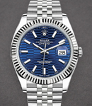 Datejust II 41mm in Steel with White Gold Fluted Bezel on Jubilee Bracelet with Blue Fluted Motif Dial