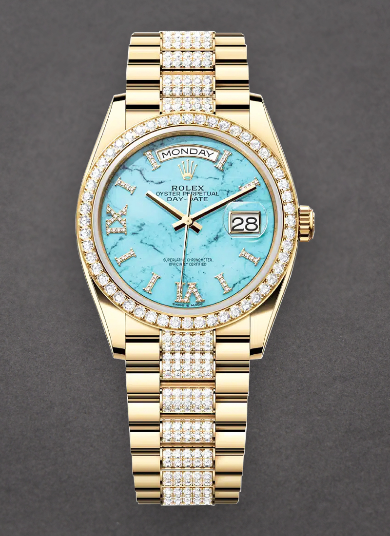 Pre-Owned Rolex President Day-Date 36mm in Yellow Gold with Diamond Bezel