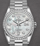 Day-Date 36mm in White Gold with Diamond Bezel on President Bracelet with MOP Diamond Dial