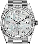 Day-Date 36mm in White Gold with Diamond Bezel on President Bracelet with MOP Diamond Dial