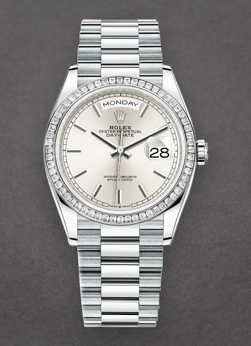 Pre-Owned Rolex Day-Date 36mm President in Platinum with Diamond Bezel