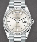 Day-Date 36mm President in Platinum with Diamond Bezel on President Bracelet with Silver Stick Dial