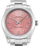 Oyster Perpetual 31mm in Steel with Fluted Bezel on Oyster Bracelet with Pink Index Dial