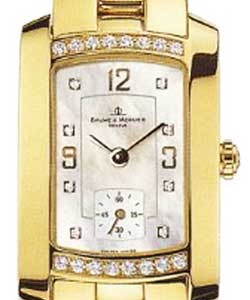 Hampton Milleis Lady in Yellow Gold with Diamonds Bezel on Yellow Gold Bracelet with Mother Of Pearl Dial