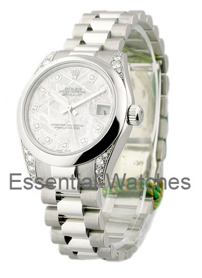 Pre-Owned Rolex DateJust Mid Size President in Platinum with Diamond Lugs