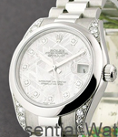 DateJust Mid Size President in Platinum with Diamond Lugs on President Bracelet with Meteorite Diamond Dial