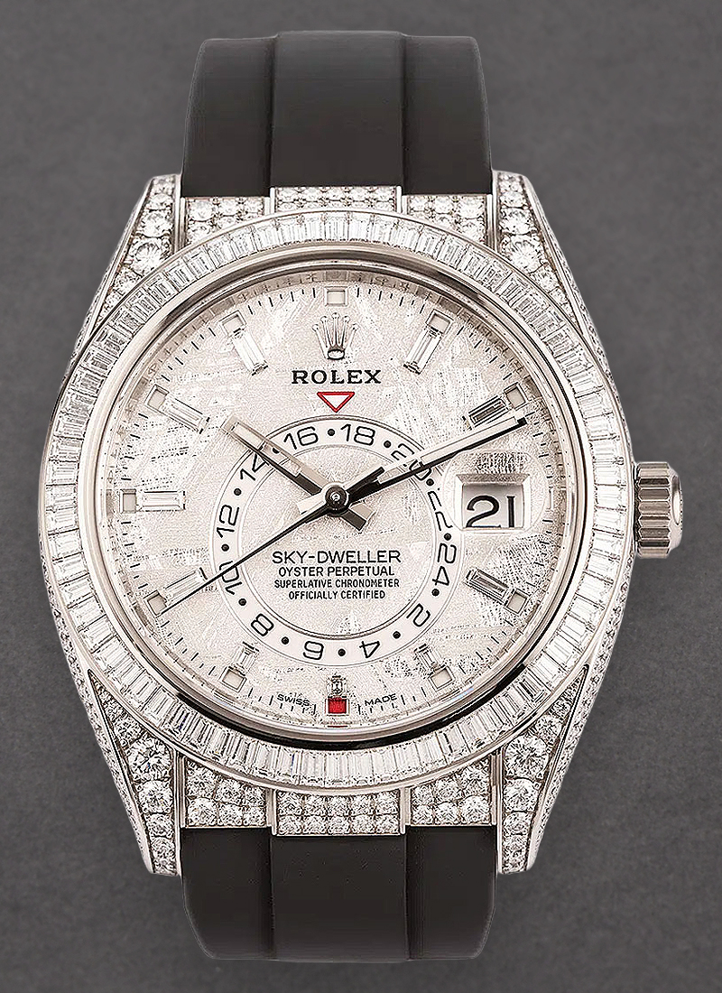 Rolex Unworn Sky Dweller 42mm in White Gold with Pave Diamond Case