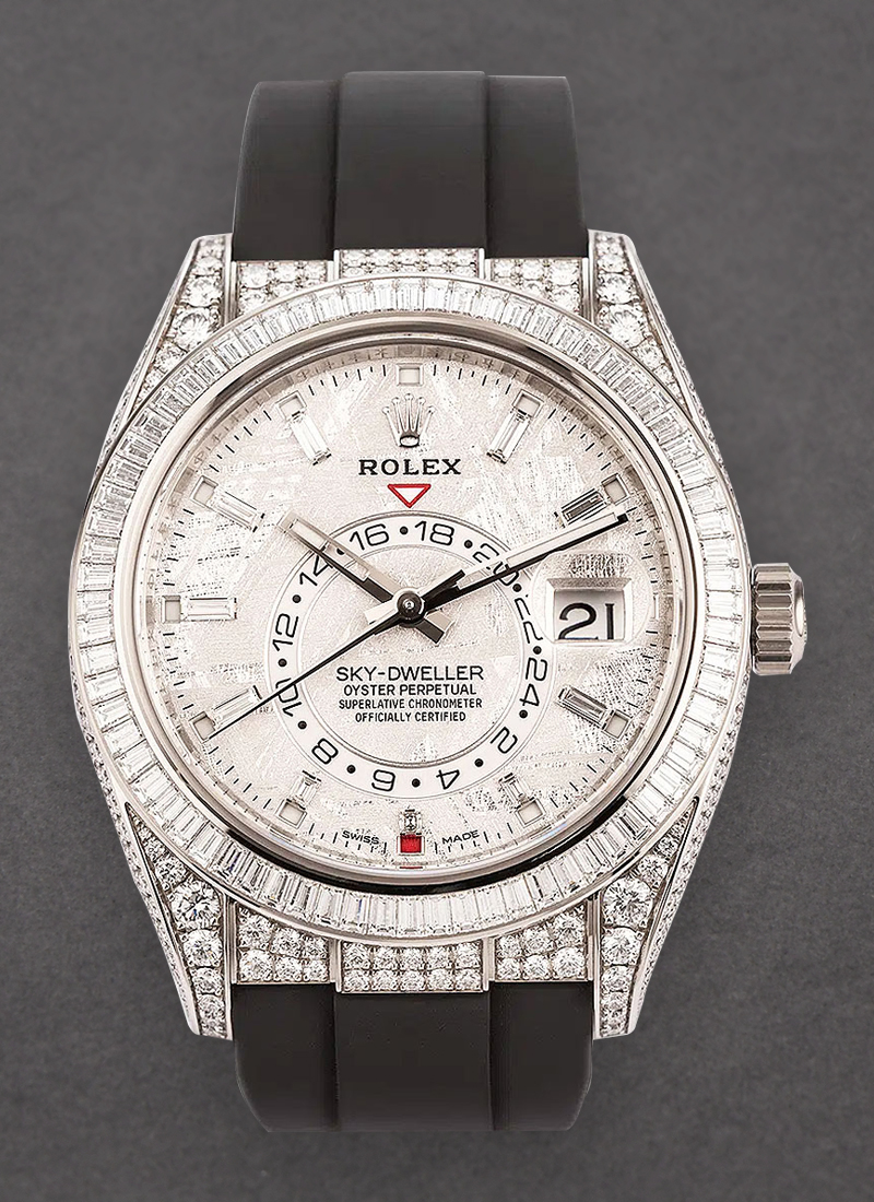 Pre-Owned Rolex Sky Dweller 42mm in White Gold with Pave Diamond Case