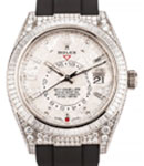 Sky Dweller 42mm in White Gold with Pave Diamond Case on Strap with Meteorite Diamond Dial