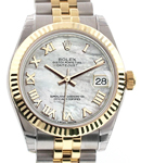Datejust 31mm in Steel and Yellow Gold With Fluted Bezel on Bracelet with MOP Roman Dial
