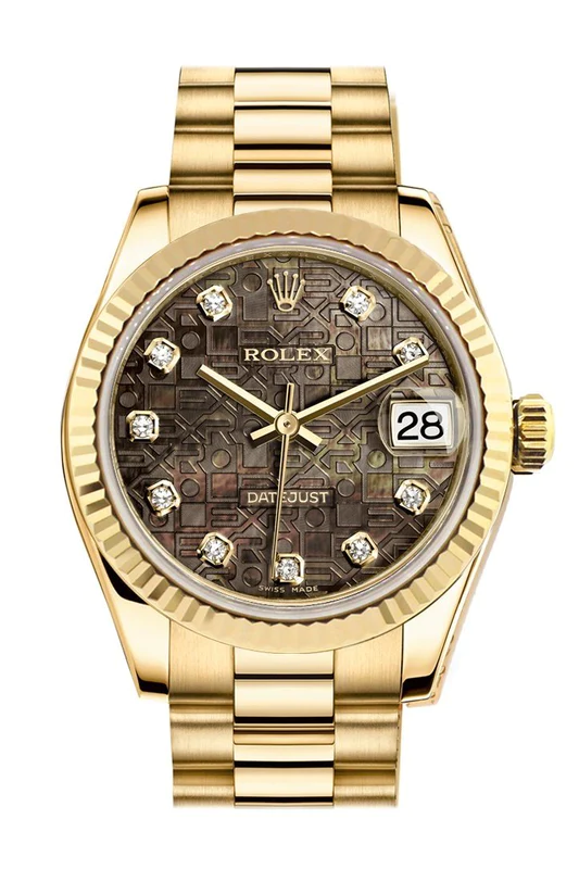 Pre-Owned Rolex 178278 Midsize President 31mm in Yellow Gold with Fluted Bezel 178278