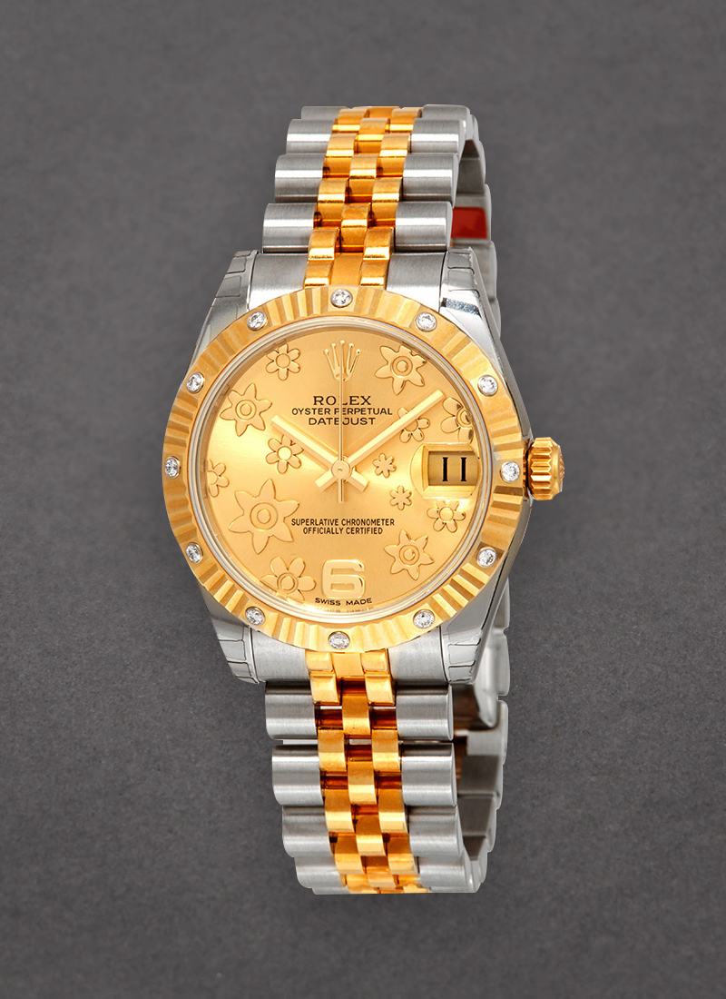 Pre-Owned Rolex Datejust 31mm in Steel and Yellow Gold Fluted & Diamond Bezel