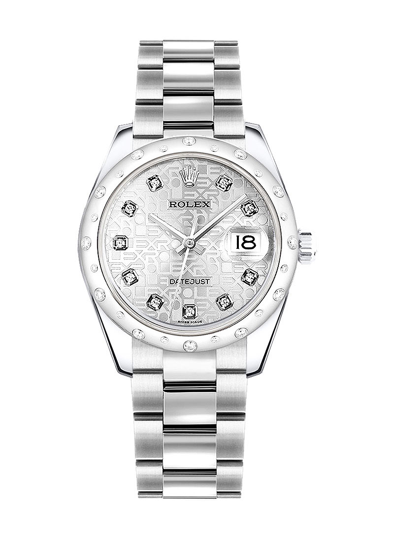 Pre-Owned Rolex Datejust 31mm in Steel with White Gold Scattered Diamond Bezel