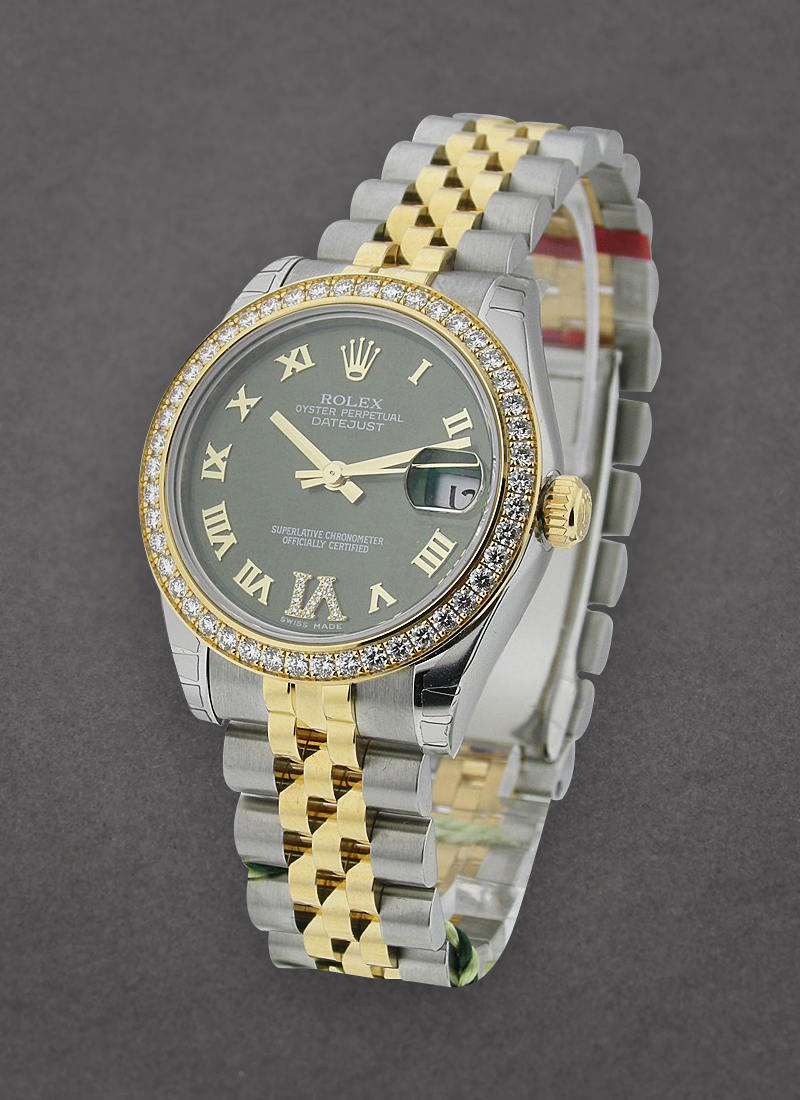 Pre-Owned Rolex Mid Size Datejust  31mm in Steel with Yellow Gold Diamond Bezel