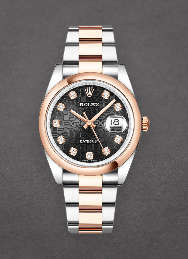 Pre-Owned Rolex Datejust 36mm in Steel with Rose Gold Smooth Bezel