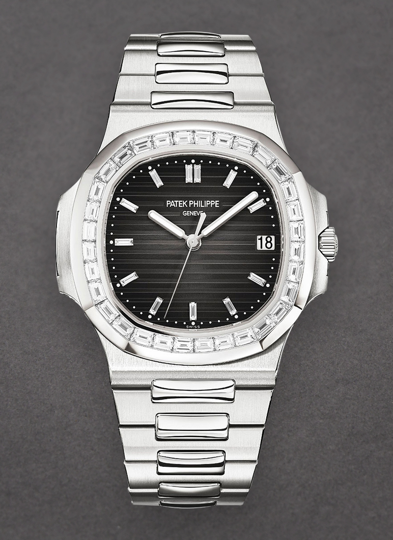 Patek Philippe Nautilus 5711 in Steel with Baguette Diamond Bezel