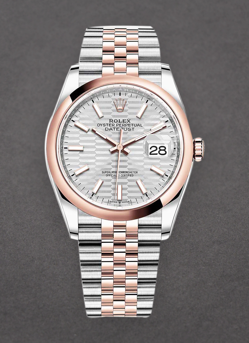 Pre-Owned Rolex Datejust 36mm in Steel with Rose Gold Smooth Bezel