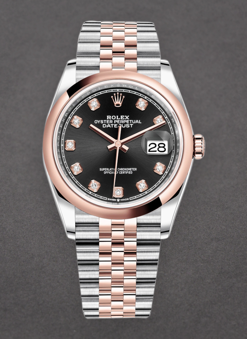 Pre-Owned Rolex Datejust 36mm in Steel with Rose Gold Smooth Bezel