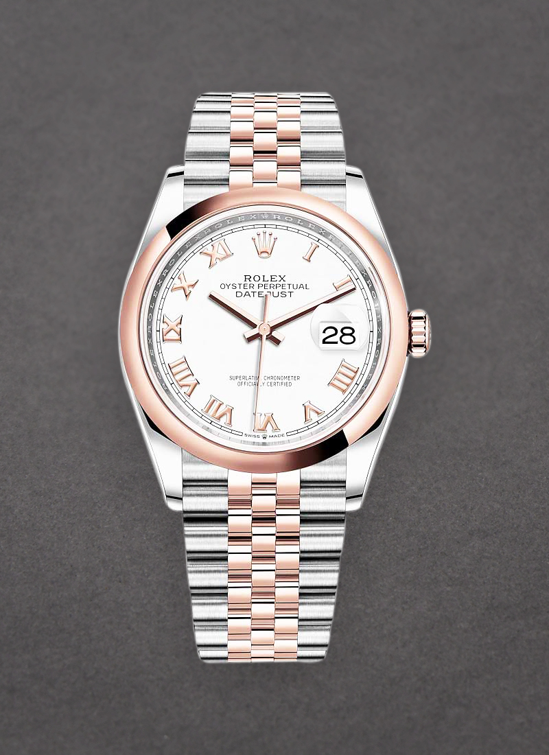 Pre-Owned Rolex Datejust 36mm in Steel with Rose Gold Smooth Bezel