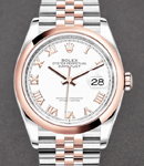 Datejust 36mm in Steel with Rose Gold Smooth Bezel on Jubilee Bracelet with White Roman Dial