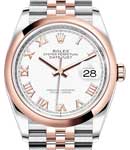 Datejust 36mm in Steel with Rose Gold Smooth Bezel on Jubilee Bracelet with White Roman Dial
