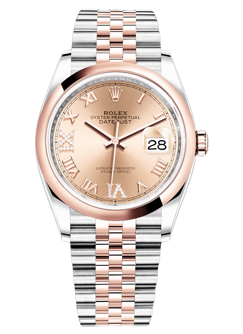 Pre-Owned Rolex Datejust 36mm in Steel with Rose Gold Smooth Bezel