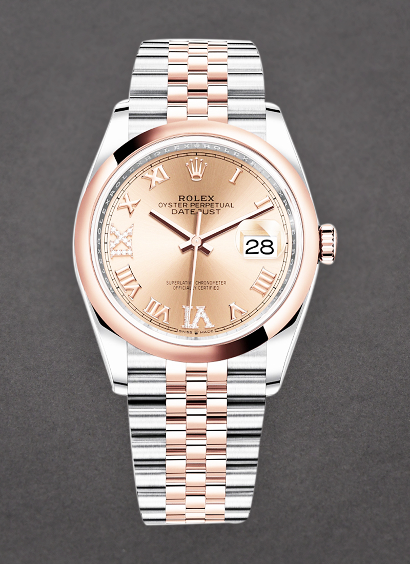 Pre-Owned Rolex Datejust 36mm in Steel with Rose Gold Smooth Bezel