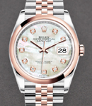 Datejust 36mm in Steel with Rose Gold Smooth Bezel on Jubilee Bracelet with MOP Diamond Dial