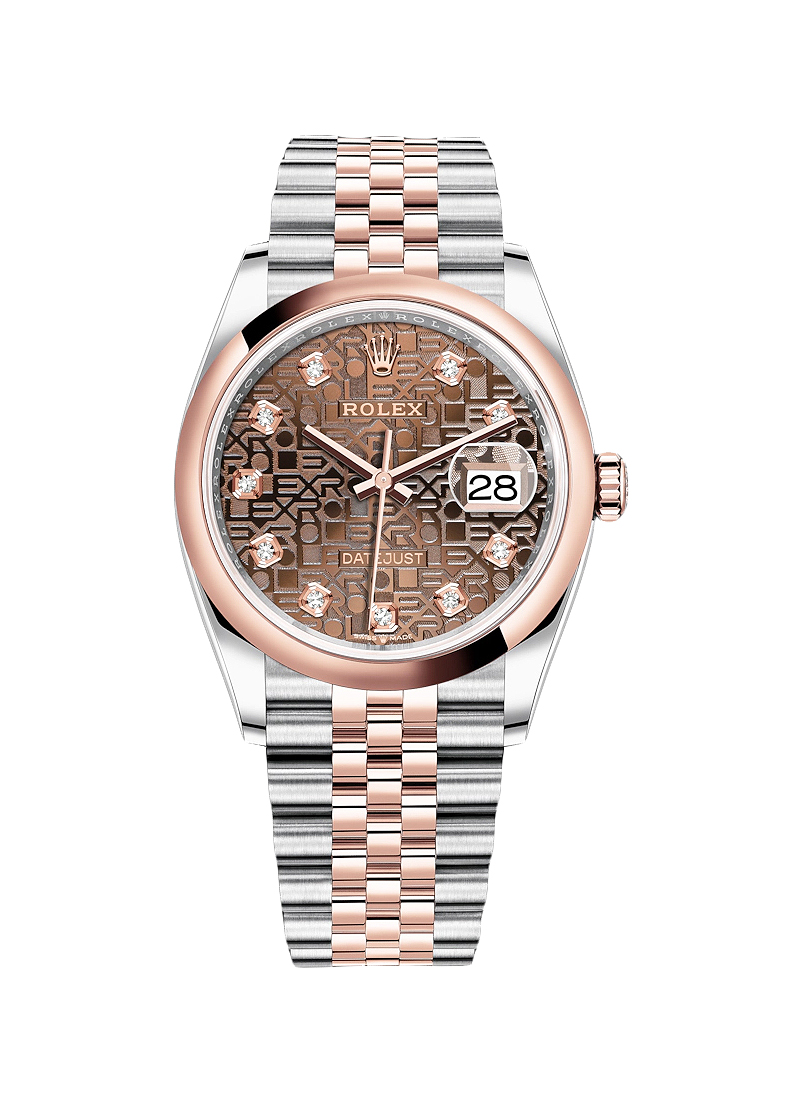 Pre-Owned Rolex Datejust 36mm in Steel with Rose Gold Smooth Bezel