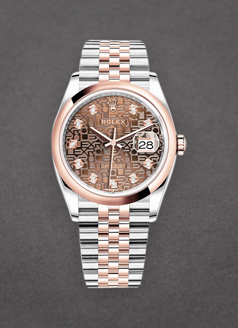 Pre-Owned Rolex Datejust 36mm in Steel with Rose Gold Smooth Bezel