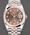 Datejust 36mm in Steel with Rose Gold Smooth Bezel on Jubilee Bracelet with Chocolate Jubilee Diamond Dial