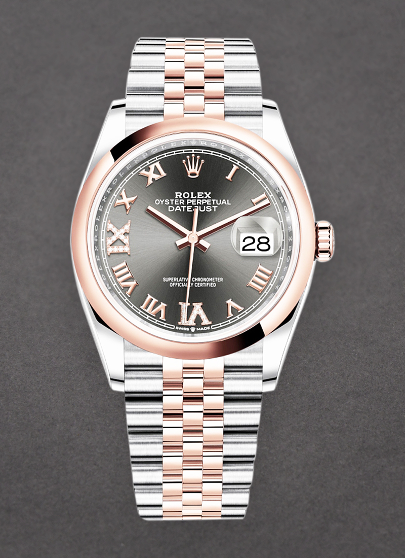 Pre-Owned Rolex Datejust 36mm in Steel with Rose Gold Smooth Bezel