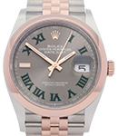 Datejust 36mm in Steel with Rose Gold Smooth Bezel on Jubilee Bracelet with Wimbledon Dial
