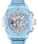 Big Bang Unico Sky 42mm in Sky Blue Ceramic on Sky Blue Rubber Strap with Skeleton Dial