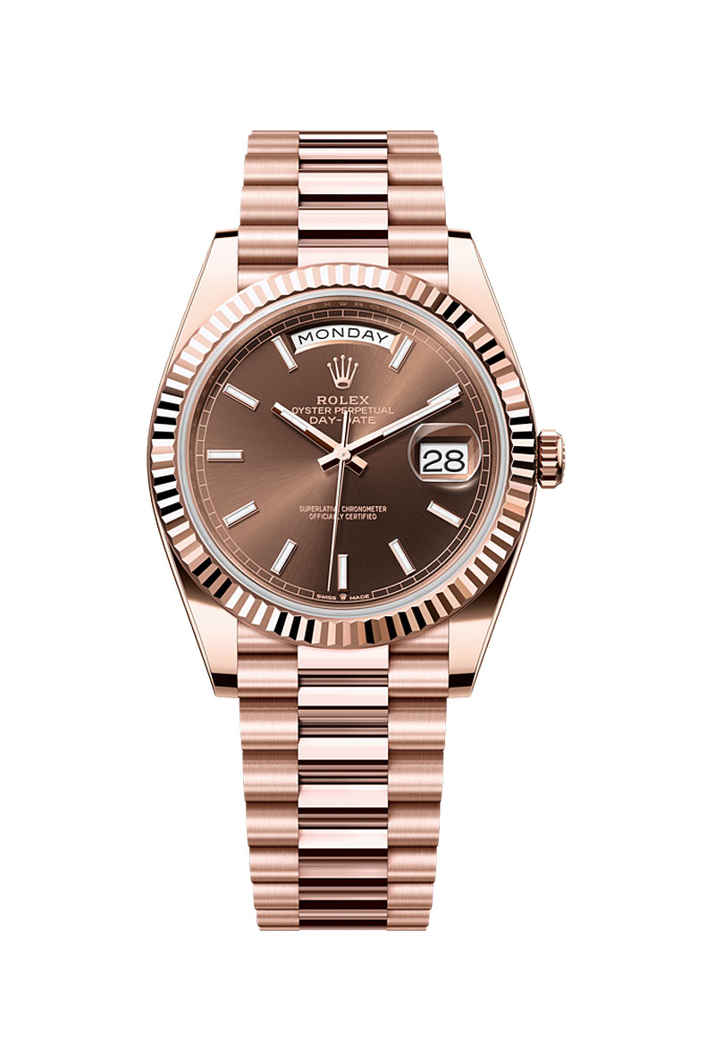 Pre-Owned Rolex Day Date 40mm in Rose Gold with Fluted Bezel