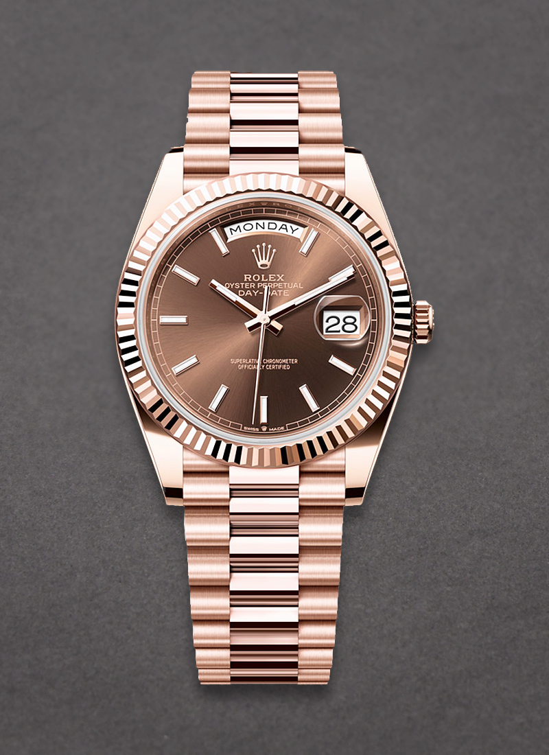 Pre-Owned Rolex Day Date 40mm in Rose Gold with Fluted Bezel