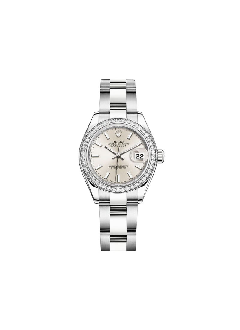 Pre-Owned Rolex Datejust 28mm in Steel with White Gold Diamond Bezel