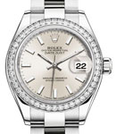 Datejust 28mm in Steel with White Gold Diamond Bezel on Oyster Bracelet with Silver Stick Dial