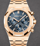 Royal Oak Chronograph 41mm in Rose Gold On Rose Gold Bracelet with Blue Grande Tapisserie Dial